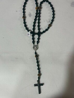Tiger Eye St. Benedict Pendant Necklace